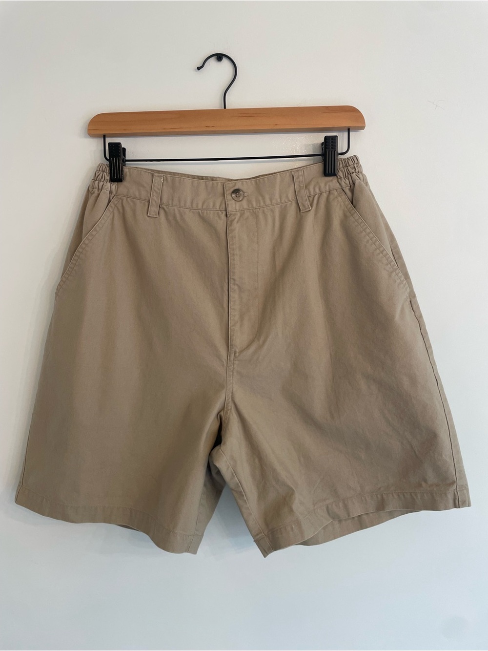 Vintage Wide Leg Cotton Shorts in Taupe